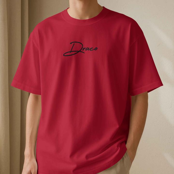 Samurai Dragon Oversized T-Shirt – Japanese Kanji Art (Red)